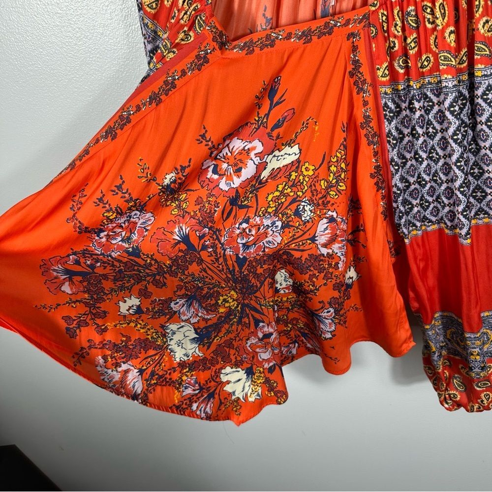 Free People Positano Print Blouse NWT Size XS Cherry Combo Boho Spring Chic - Picture 14 of 15